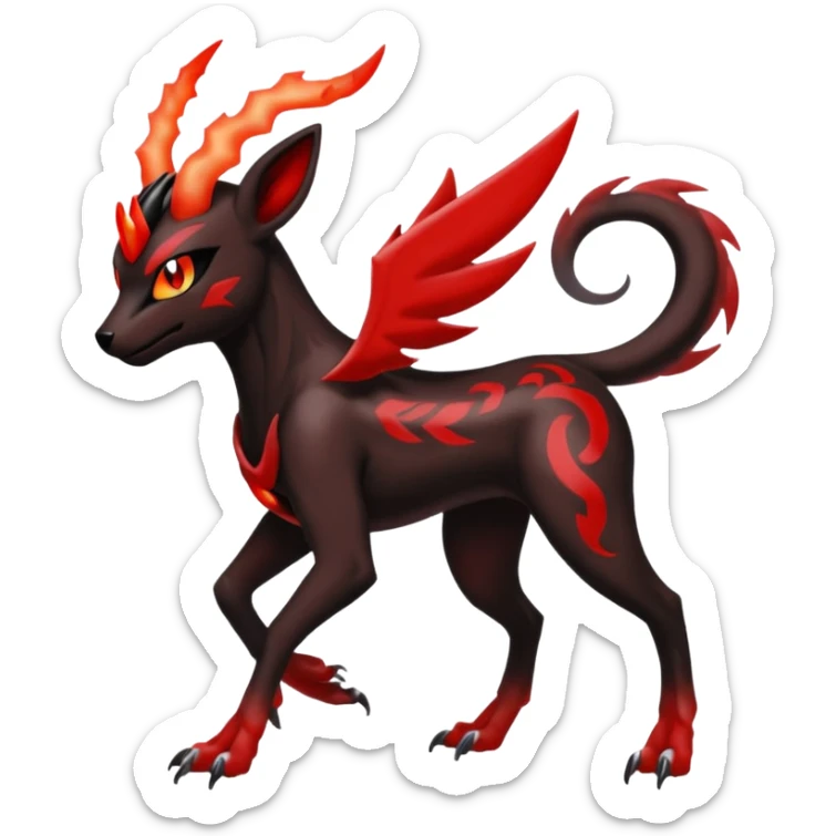 Darkrai-Yveltal-Houndoom-Meloetta-Fakémon-creature-hybrid-fusion, full body sticker