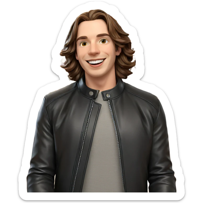 smiling male in leather jacket sticker