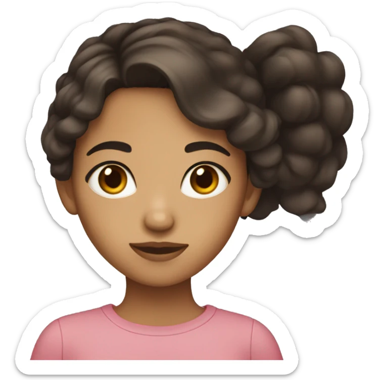 girl with regular olive skin color and dark brown hair eyes sticker