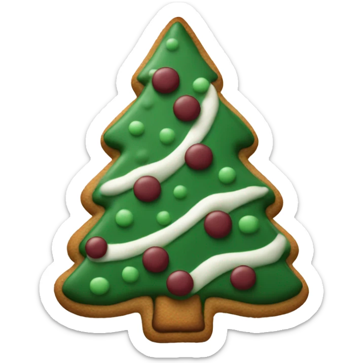 dark green and maroon christmas tree cookie  sticker