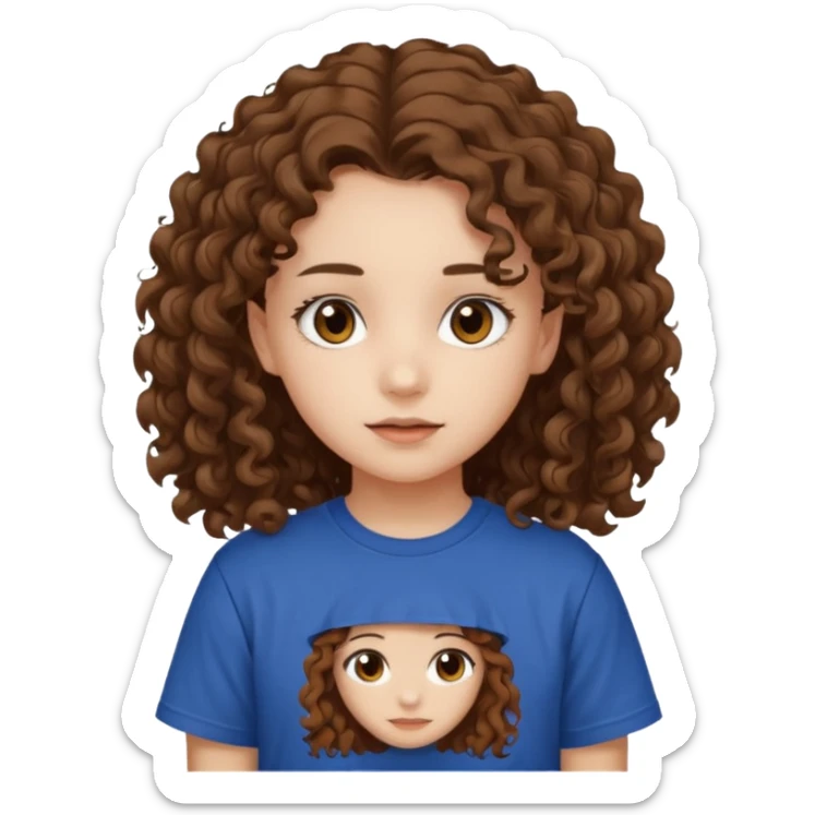 Brown eyes, long curly brown hair straykids t-shirt girl sticker