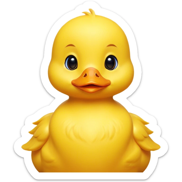 Cinematic Noble Yellow Baby Duck Portrait Emoji, Poised and regal, with a tiny, delicate build and a vibrant, well-groomed bright yellow downy coat, deep-set soulful bright eyes, Simplified yet sharp and sophisticated features, highly detailed, glowing with a soft, dignified glow, high shine, intelligent and charming, stylized with an air of youthful elegance, focused and attentive, soft glowing outline, capturing the essence of a watchful and confident little duckling, so majestic it feels as though it could peep out of the screen with effortless authority! sticker
