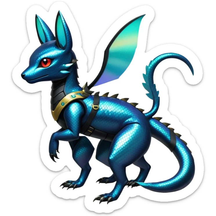 Modern Futuristic Scaly Cyber-Salandit-Umbreon-Litten-Hybrid (Full body) sticker
