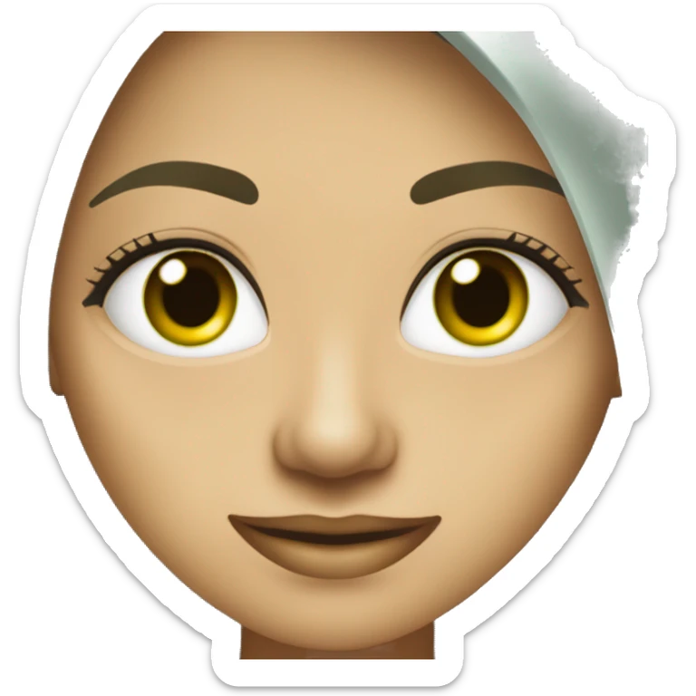 Mujer verde, cabello lacio largo, ojos rasgados facciones finas cuatro ojos sticker