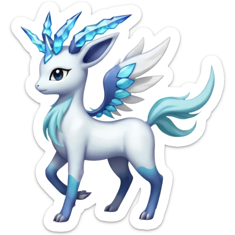 Absol-Meloetta-Glaceon-Dialga-Suicune-Ponyta-fusion-animal-Fakémon-hybrid-creature sticker