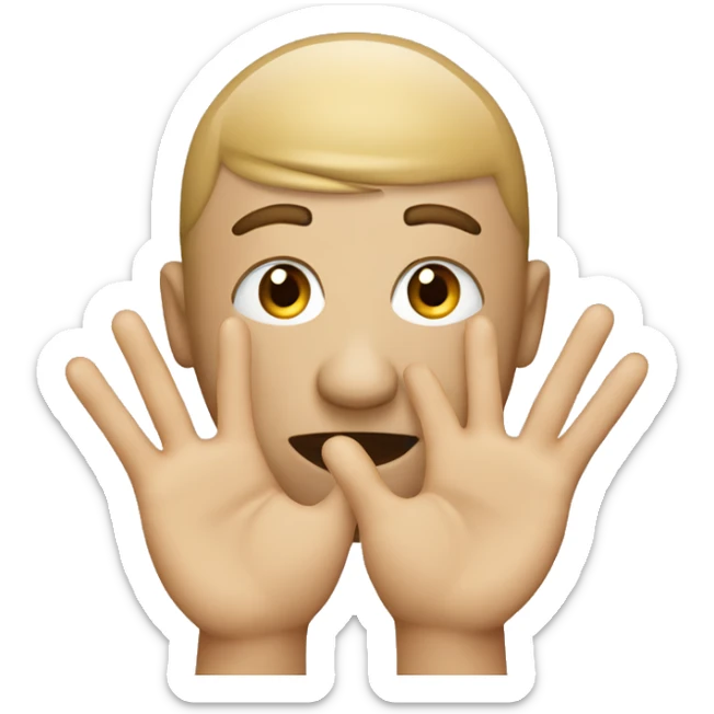 an emoji with the face saying "STOP IT" and hands at the side of the head sticker