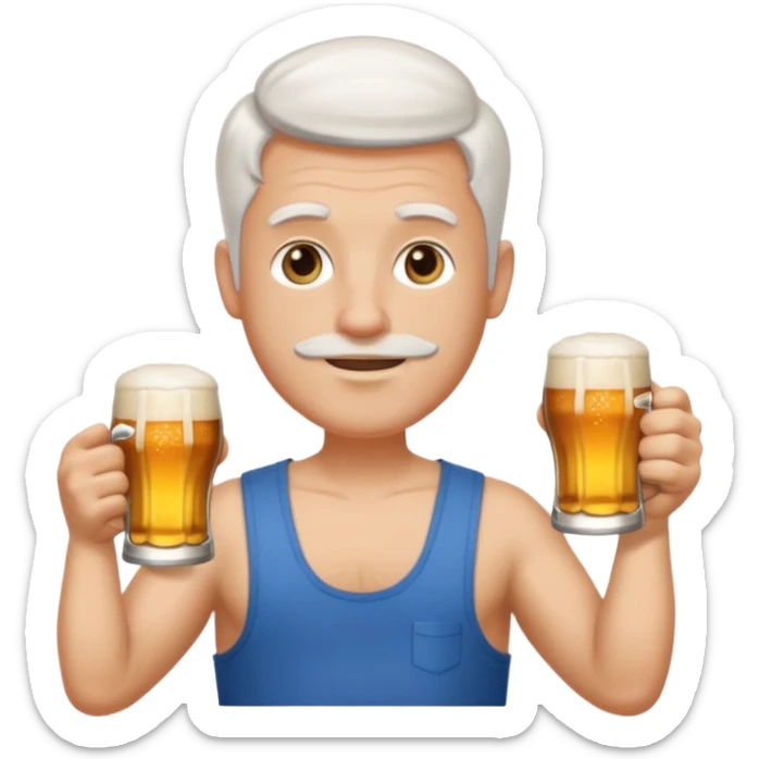 Emoji beauf avec un coupe de cheveux mulet accentué, un ventre vraiment rond, un débardeur et une bière dans la main sticker