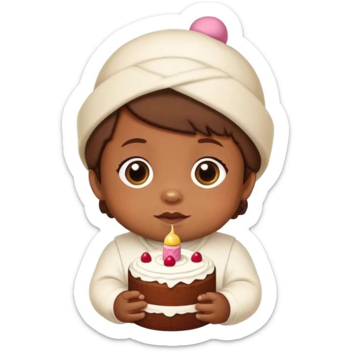 un changuito tierno con una rebana de pastel de gorrito en la cabeza sticker