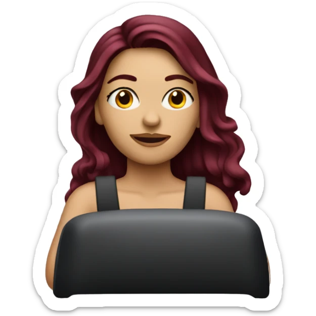 Beautiful tattooed burgundy long haired woman driving a car sticker