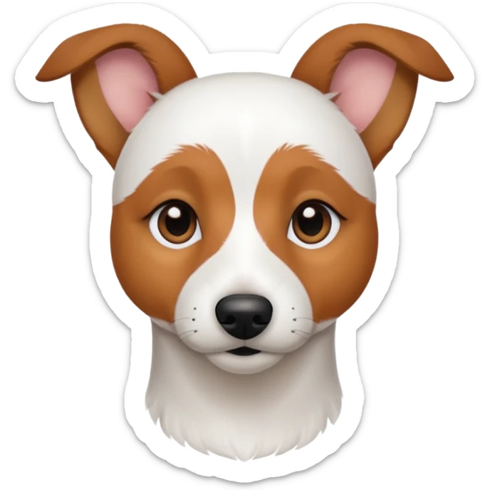 a fully white jack russell the size of a kelpie with light brown ears and a light brown patch on one eye sticker