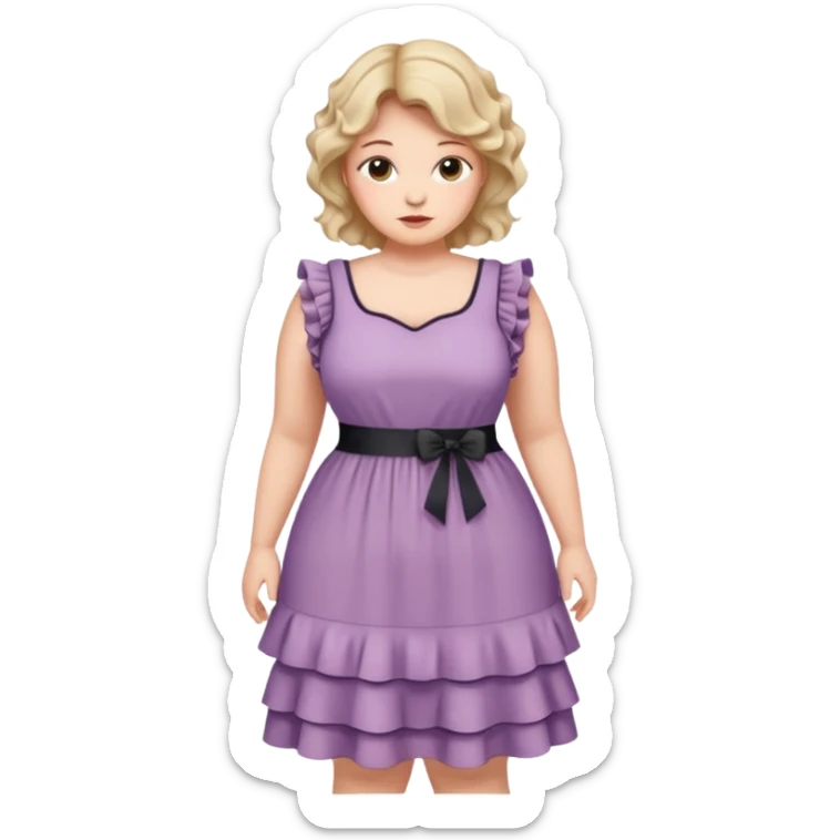 Can you make and she’s wearing a dress like a ruffles and her hand is on her waist and she’s fat sticker