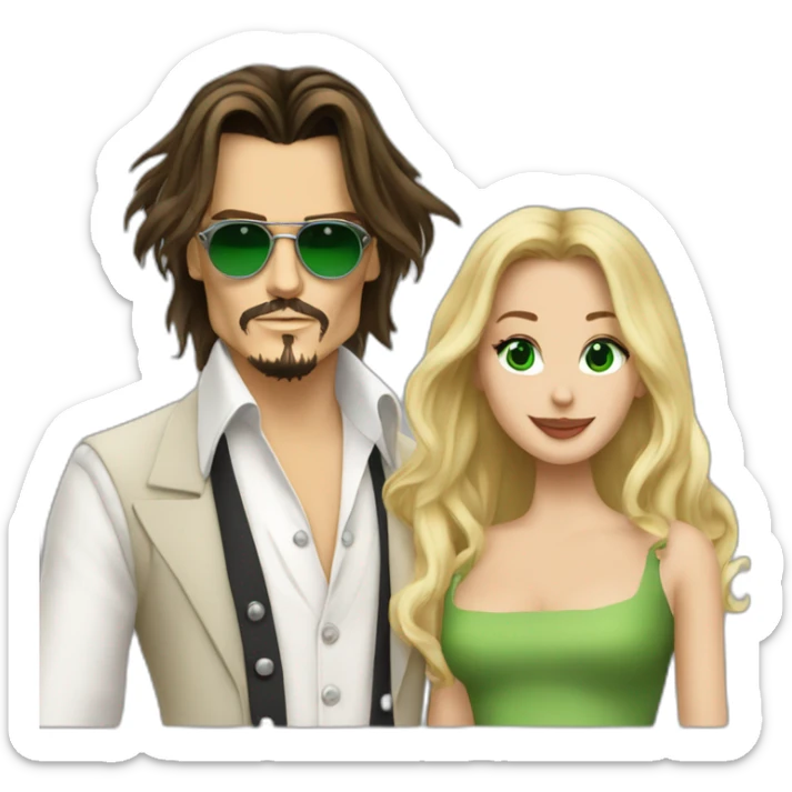 Johnny Depp dance with blond woman with green eyes amd very very very long hair sticker