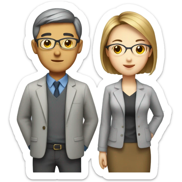 2 chinese male Math teacher and 1 chinese female short hair math teacher  sticker