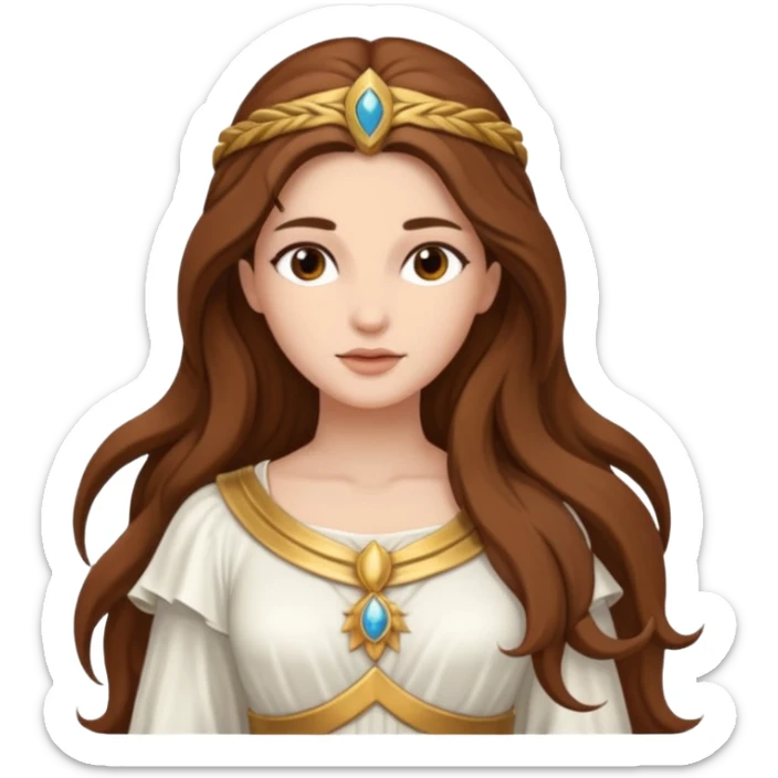 Libertas, Freedom Goddess from Rome Mythology with long brown hair, white outfit sticker