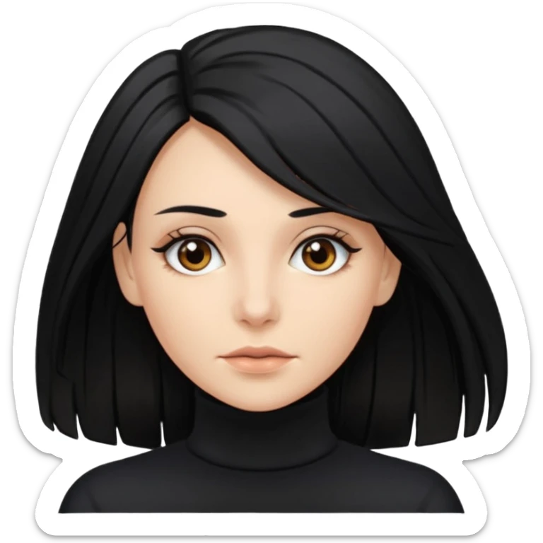 white woman with choppy long black hair and brown eyes sticker