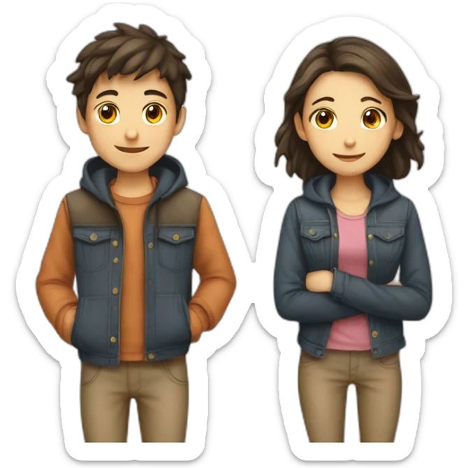 Generate an emoji of two friends boy and girl  sticker