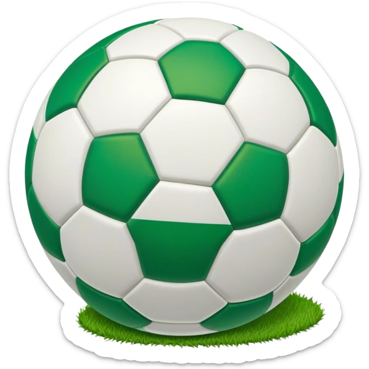 Cinematic Realistic image of a soccer ball with crisply detailed panel textures and precise stitching, set against a vibrant green pitch with dynamic natural lighting that highlights its athletic spirit sticker