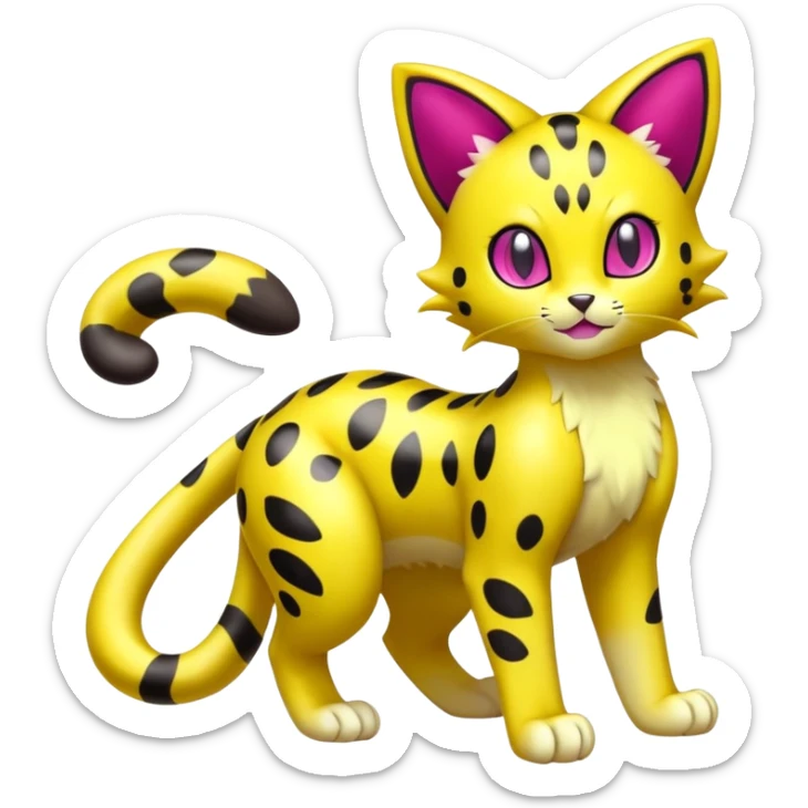 Shiny Colorful Liepard-Skitty-Delcatty-Pokémon-Fakémon-hybrid-creature (full body) sticker