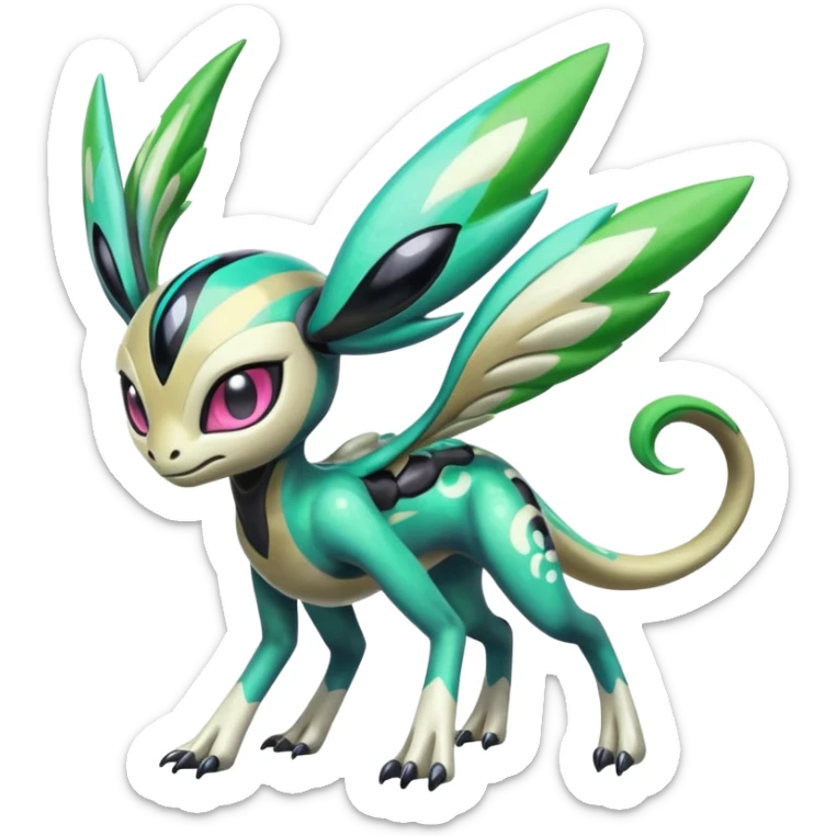 Colorful Shiny Edgy Cool Badass Painted Splashed Exotic Meloetta-Palkia-Virizion-Venom-Stitch-Fakémon-creature-hybrid sticker