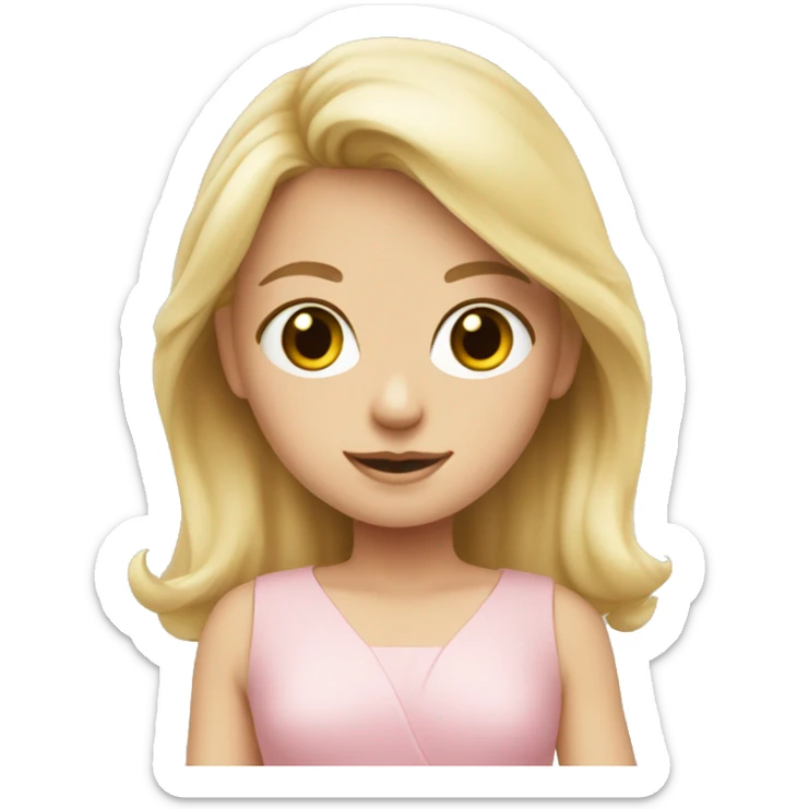 blonde girl, hazel eyes with a beautiful soft pink dress o  sticker