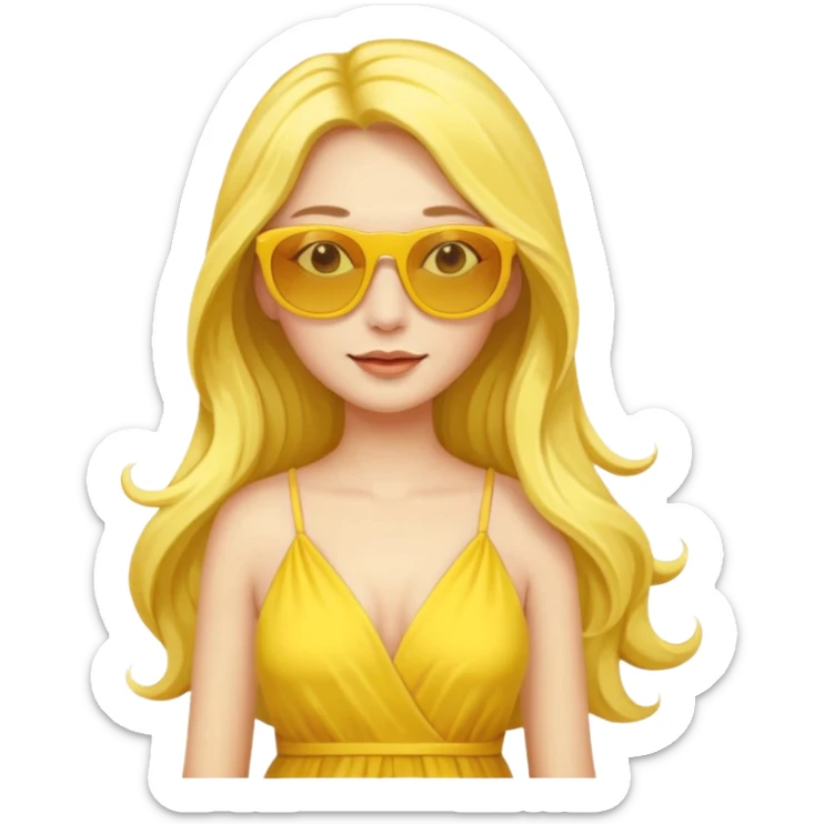 yellow glass and yellow dressed woman long hair sticker