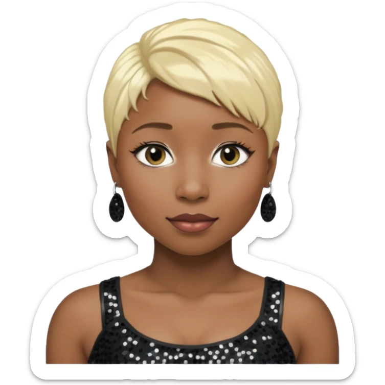 Cynthia Erivo with blonde hair, black sequin crop top sticker