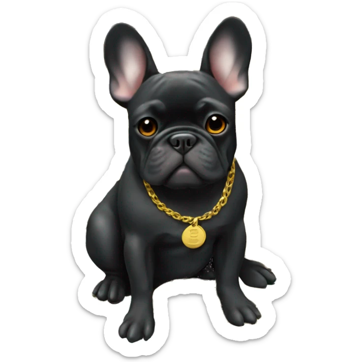 Black-and-tan French bulldog sitting on gold coins sticker