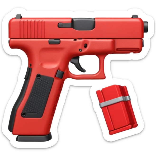 a red glock 20 with a drum mag inside of it with a red flag like people wear in real life sticker