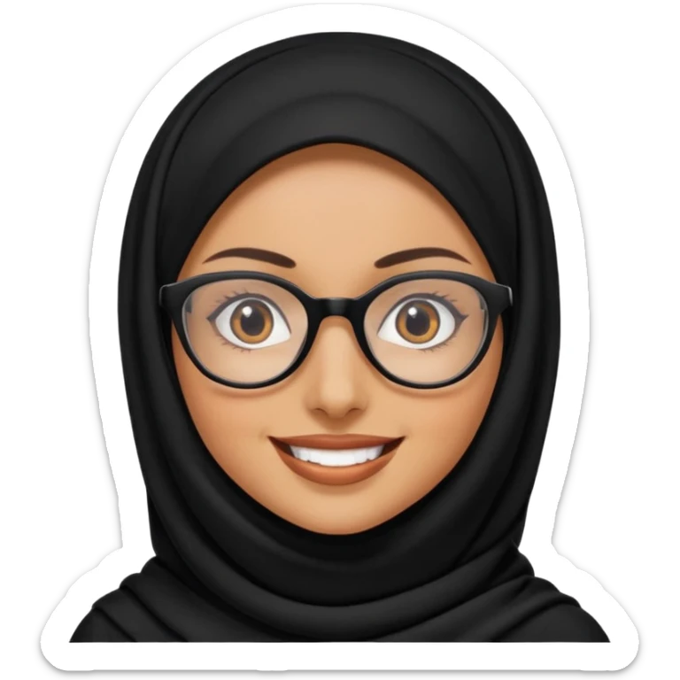 madre con jafas arabe con un panuelo de color negro tapandole todo el cabello sticker