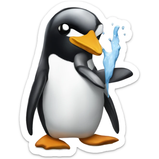 Penguin painting sticker