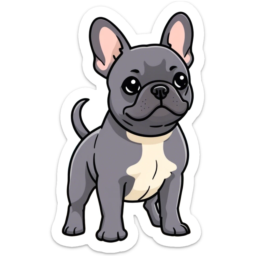 Schwarze französische Bulldogge mit Schlappohren geht am Strand spazieren sticker