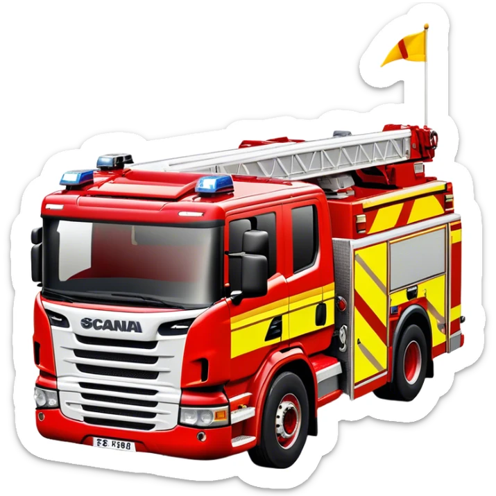 Fire Truck - Scania P320 Fire Truck (Model Year: 2015) (Iconic Colour: Red with white and yellow stripes) sticker