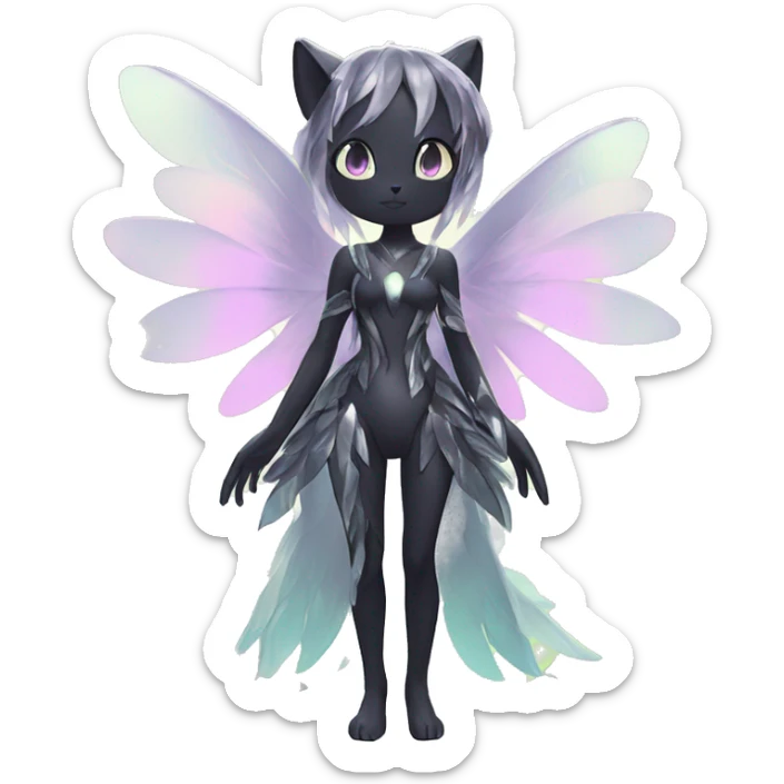 Shiny Shy Cool Pastel Black beautiful fantasy Kawaii Ethereal Sona Fakemon-animal Full Body sticker