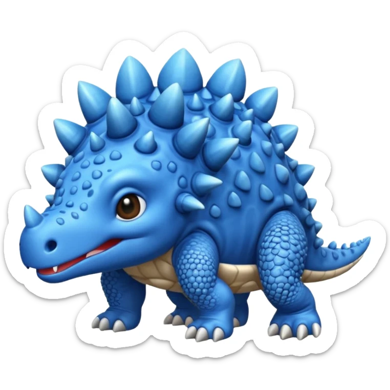 As un emoji de el dinosaurios ANQUILOSAURIO de perfil en color azul que sea bebe y tenga un efecto mas animado  sticker