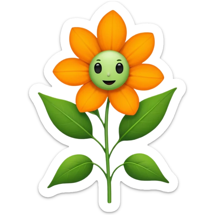Green stem, white bud with black cartoony face: ;p. And six heart shaped yellowish orange petals sticker