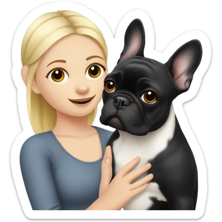 black french bulldog with blonde girl sticker
