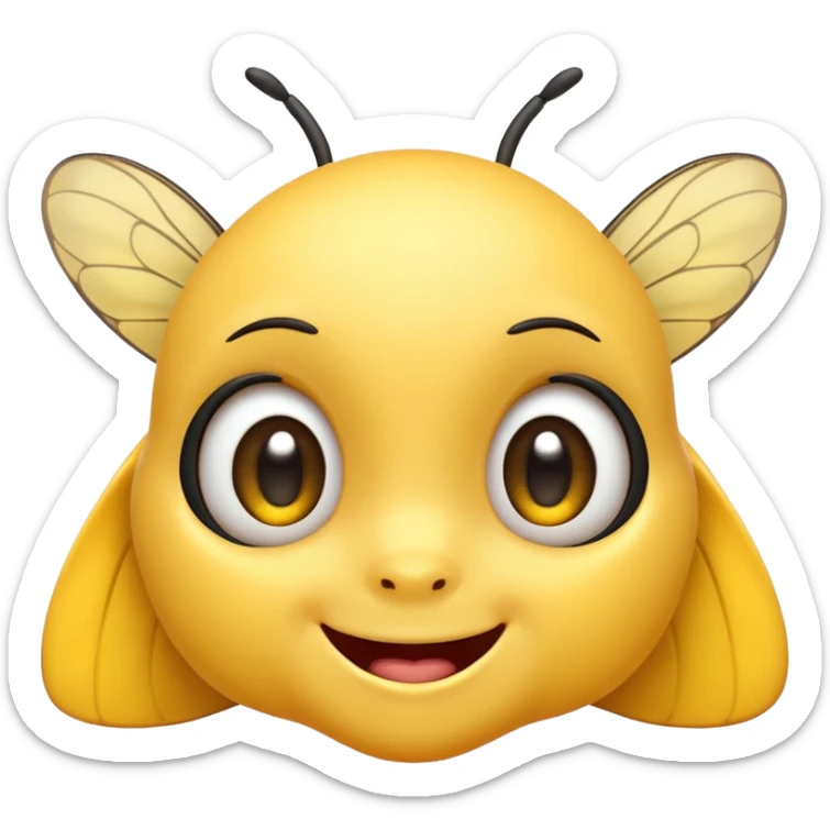 Yellow big shiny eyes emoji smiling and blushing with Bumblebees around it and its happy sticker