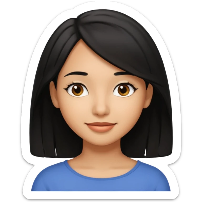 emoji of a light brown skinned female with shoulder length black hair, looking to the side sticker