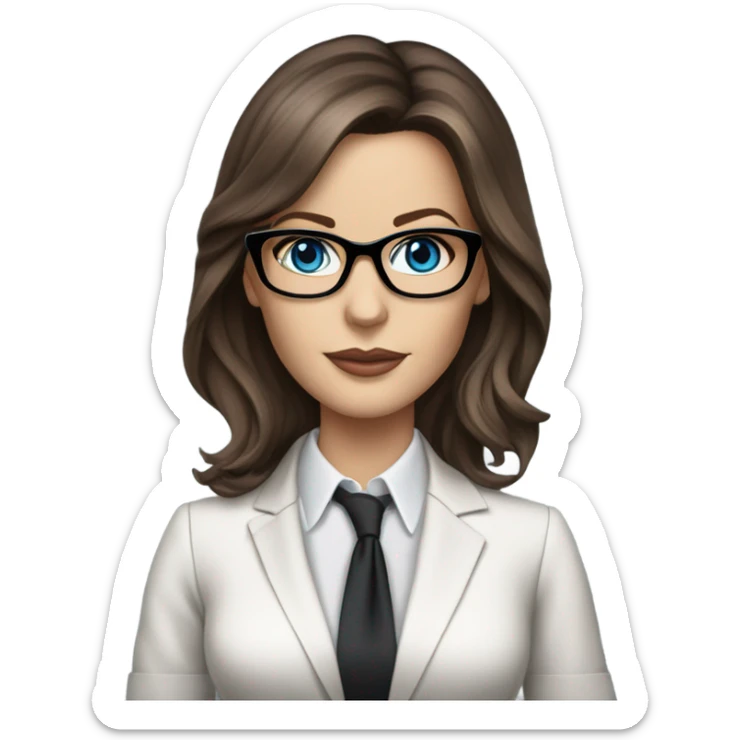 Lifelike Kate Beckinsale blue eyes wearing glasses in a business dress sticker