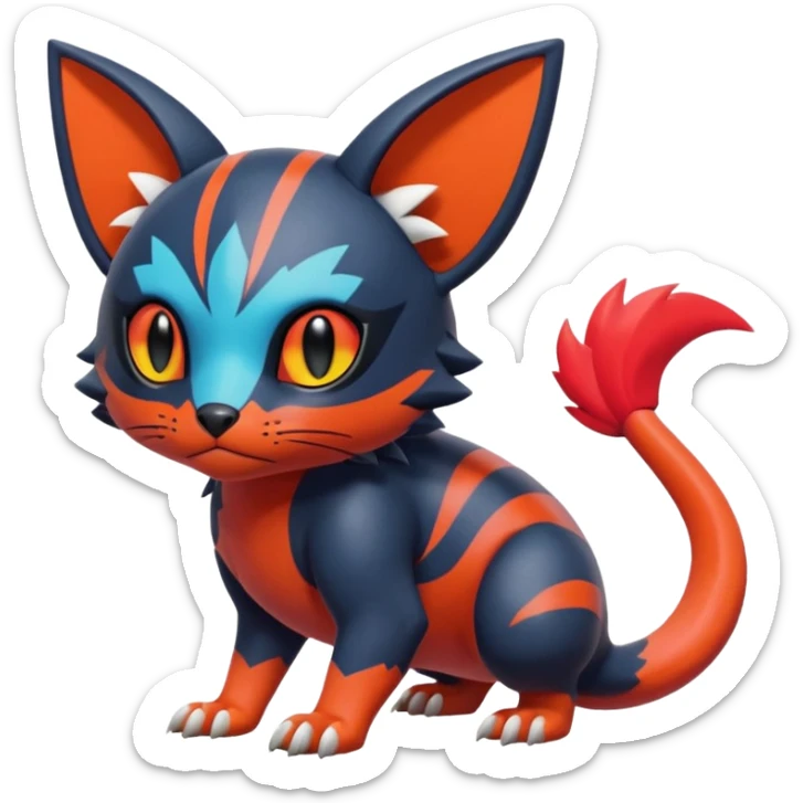  exotic colorful tropical cyber-Sleuth-Litten-Linoone-Noibat-Fakémon-Pokémon-Vernid-creature sticker
