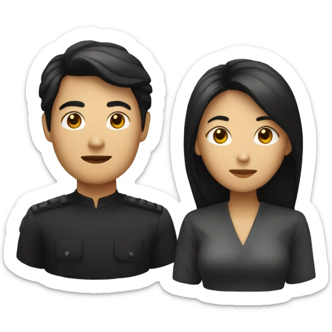 un homme noir foncé et une femme asiatique  sticker