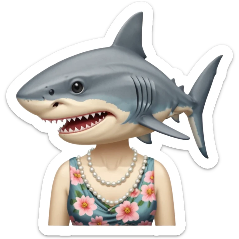 create me a slack emoji of a very old tiger shark dressed like a grandma sticker