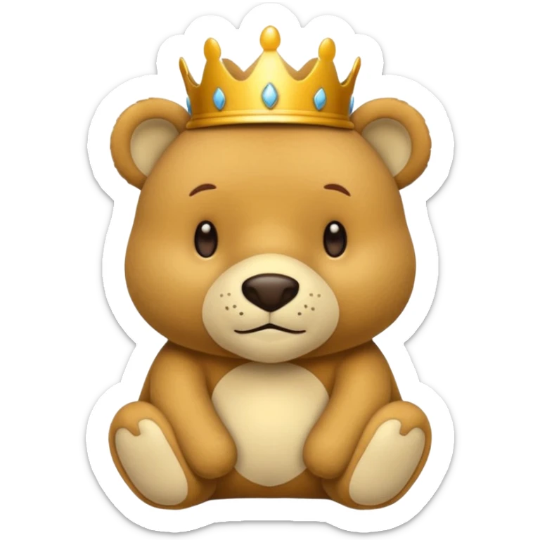 quiero que el emoji sea de un oso de peluche que tenga puesta una corona sticker
