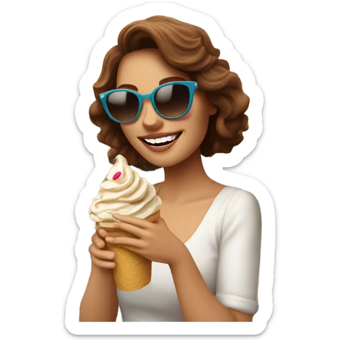Brown hair lady with sunglasses Florence Italy eating gelato  sticker