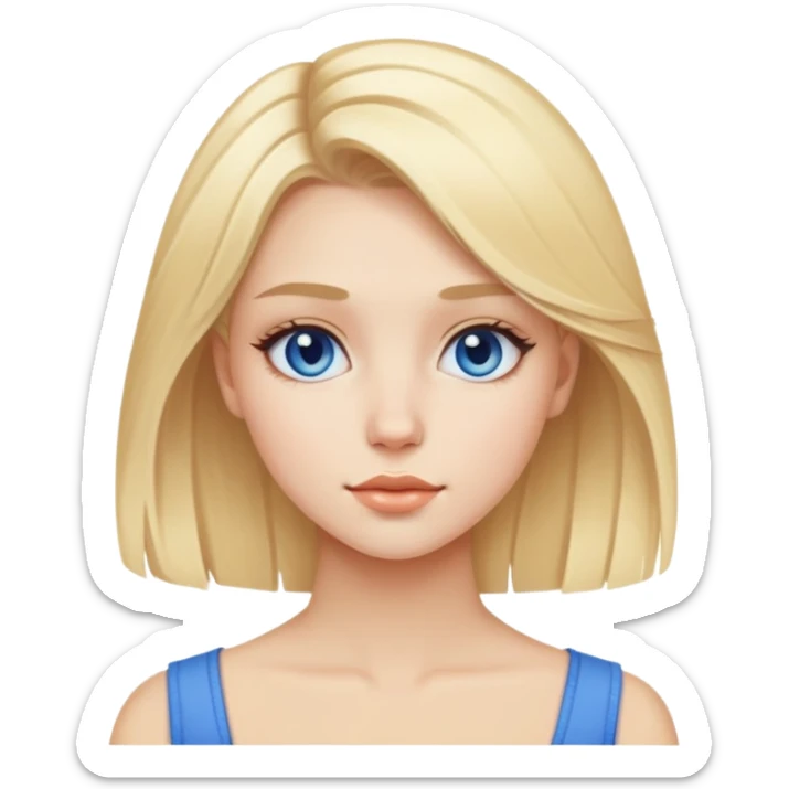 a beautiful and preety girl with blonde hair and blue aesthetics sticker