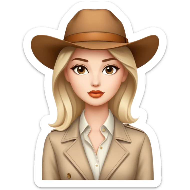 Beautiful Western female fashion model with elegant features, runway pose, stylish designer outfit sticker