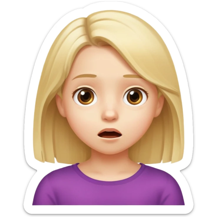 "- Nữ
- 10 tuổi
- Da trắng
- Tóc vàng ngang vai
- Mặt ngạc nhiên
" sticker