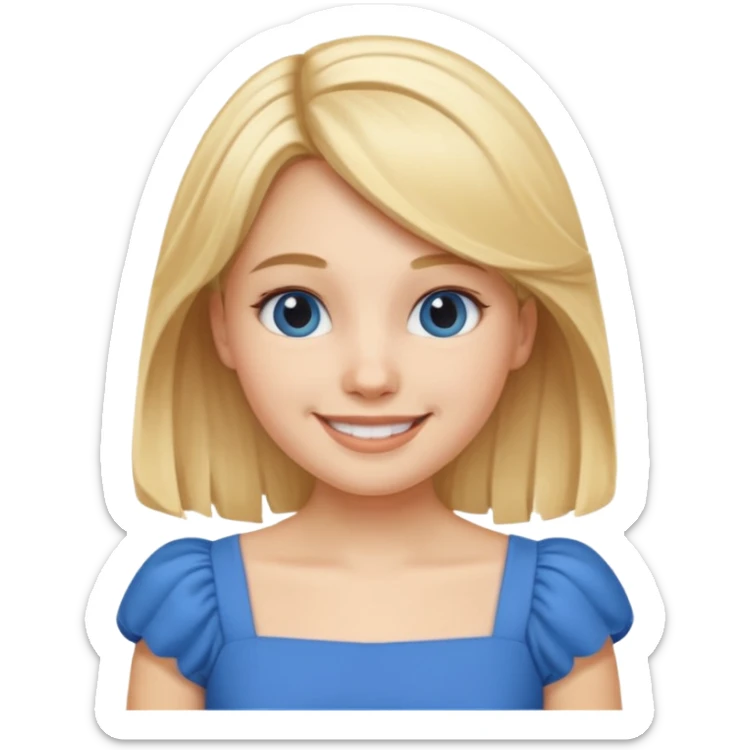 MAKE A ALICE AND THE WONDER LAND EMOJI WITH A BLUE DRESS AND BLOND HAIR sticker