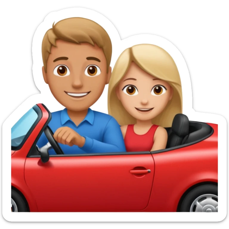 Men drives to her lovely girl in car of love sticker