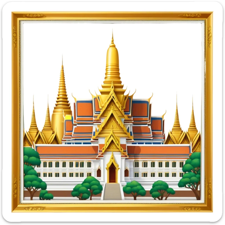 Grand Palace Bangkok Landmark Emoji – Featuring golden spires, Thai architecture, and the Emerald Buddha Temple. sticker